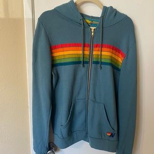 6 STRIPE HOODIE - BLUE // SERAPE RAINBOW
